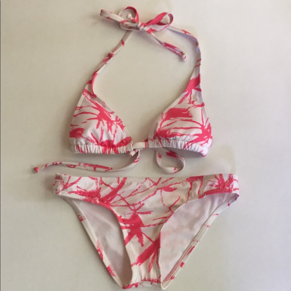 PINK AND WHITE HURLEY BIKINI SET
